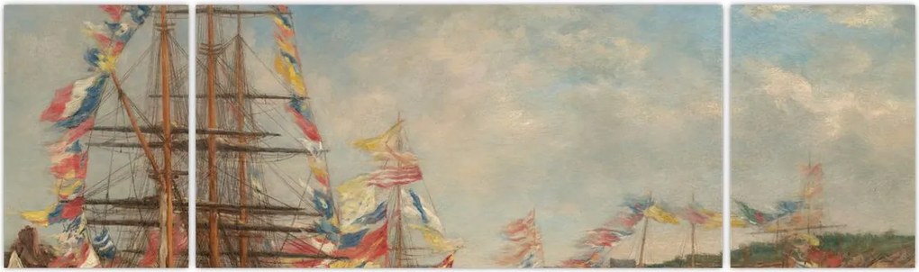 Obraz - Eugène Boudin, Festival in the Harbor of Honfleur, reprodukcje (170x50 cm)