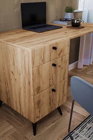 Skandynawskie biurko z szufladami dąb craft - Esto 4X