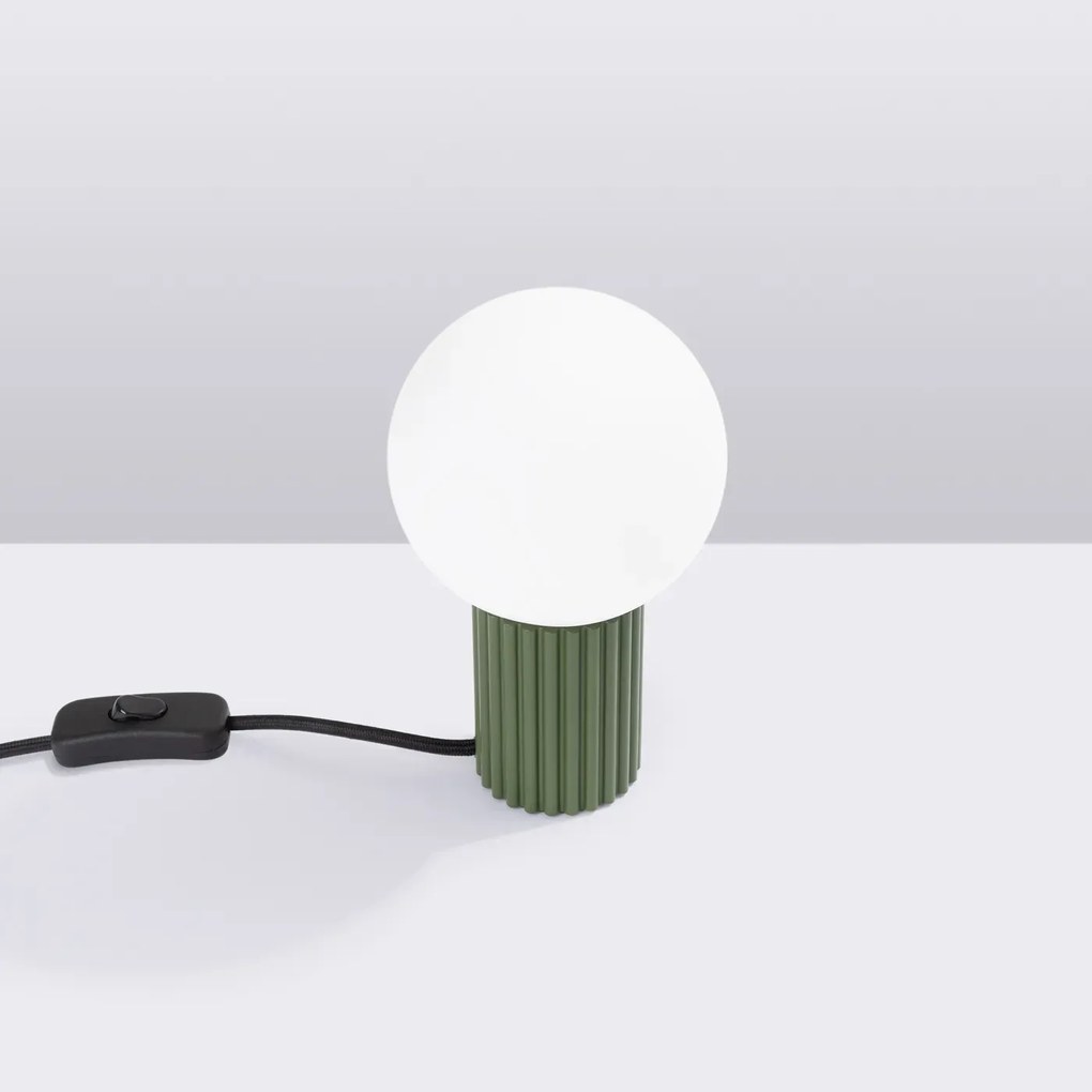 Lampa biurkowa HALO zielona oliwka ryflowana SOLLUX  LIGHTING