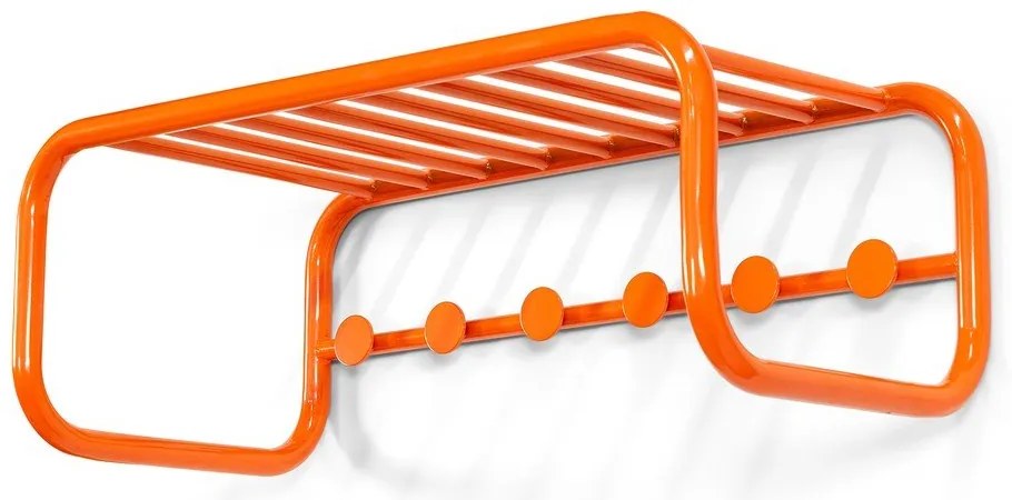 Pomarańczowy metalowy wieszak ścienny z półką 72 cm Retro – Spinder Design