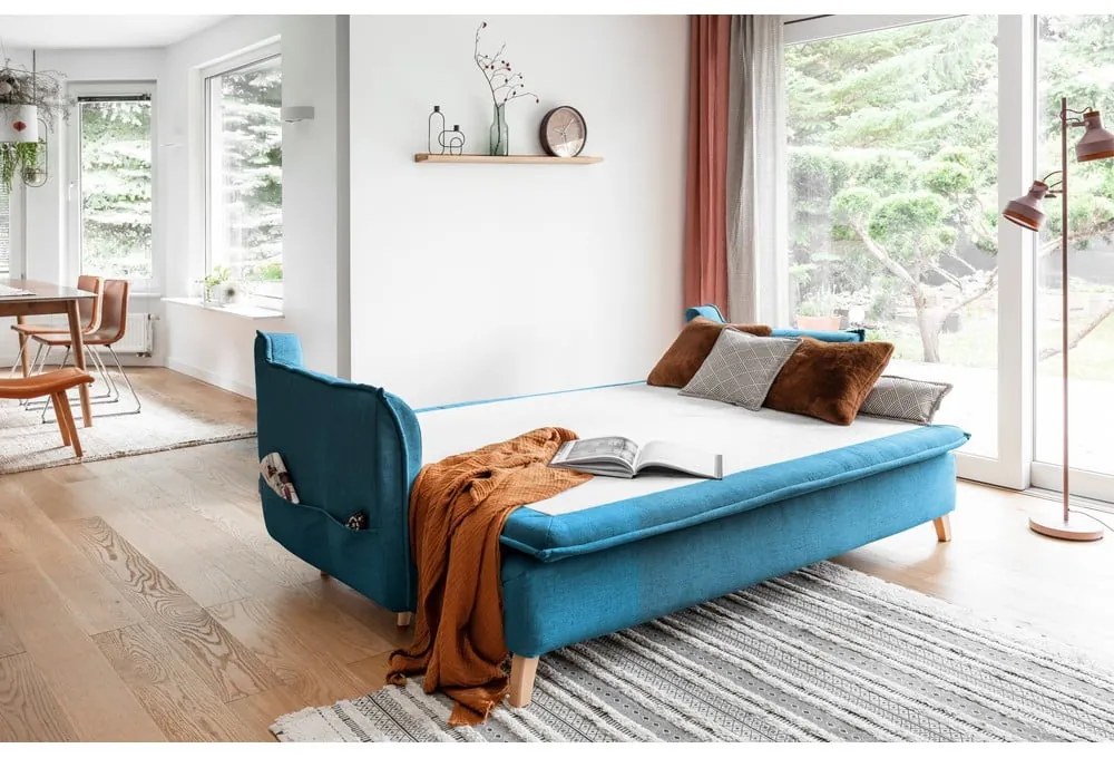 Turkusowa rozkładana sofa 225 cm Charming Charlie – Miuform