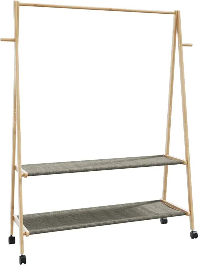 Wieszak bambusowy na kółkach z 2 półkami 132cm D6-Z58