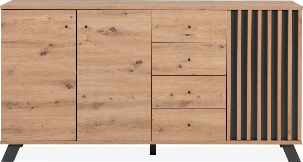Komoda z lamelami Medan 3D4S dąb artisan/antracyt
