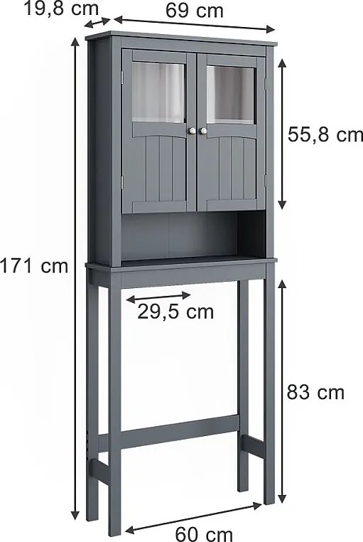 Szafka toaletowa szary 69x19.8x171 bianco