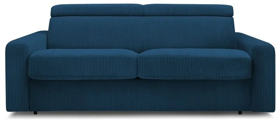 Ciemnoniebieska sztruksowa rozkładana sofa 195 cm Monaco – Bobochic Paris