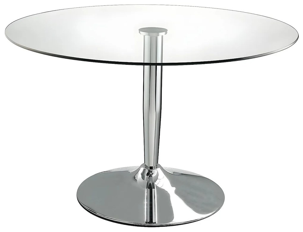 Okrągły stół do jadalni NOLAN - Hartowane szkło i chromowany metal
