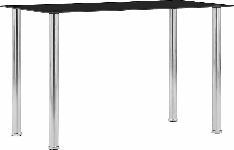 Czarny stół jadalniany na 4 osoby 120x60x75 cm szkło hartowane i stal nierdzewna nowoczesny design