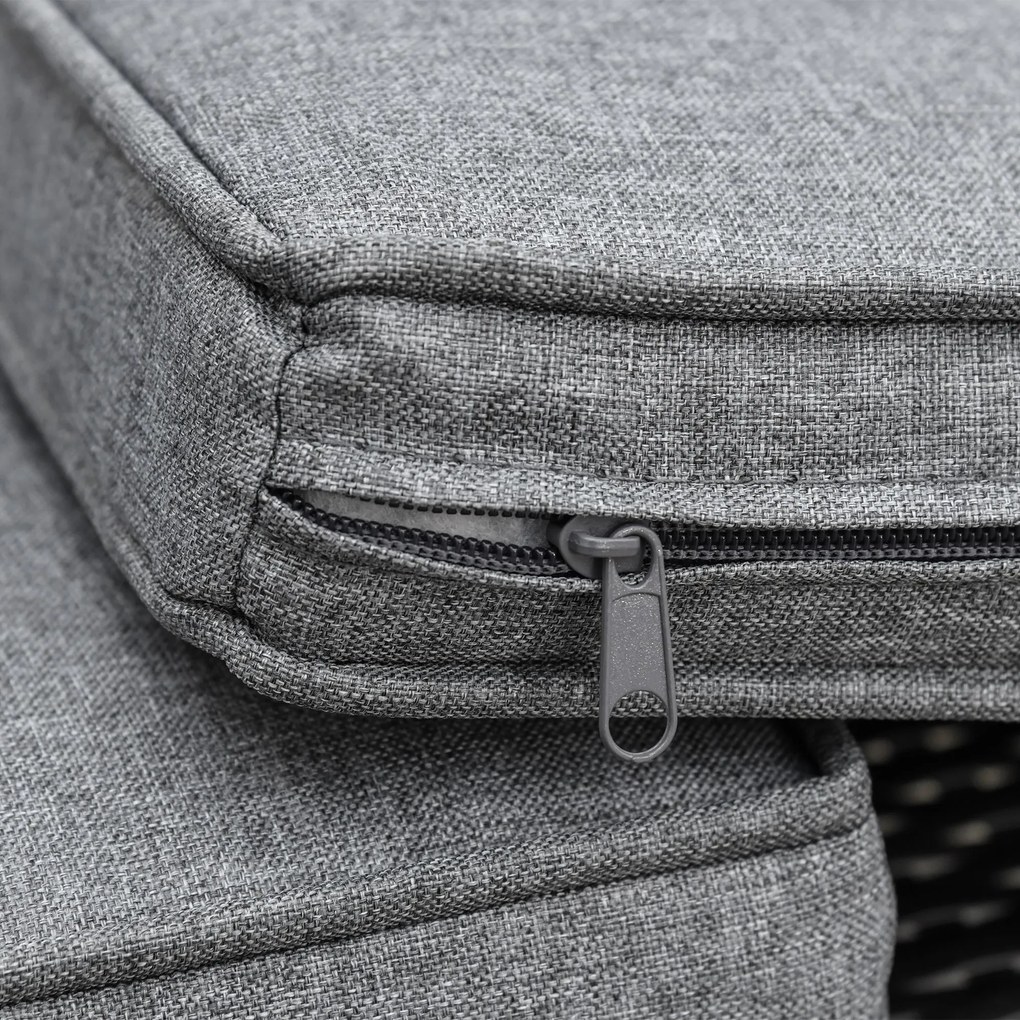 Outsunny Rattan sofa zewnętrzny trzyosobowa ogród sofa wypoczynkowa z poduszkami stal szary