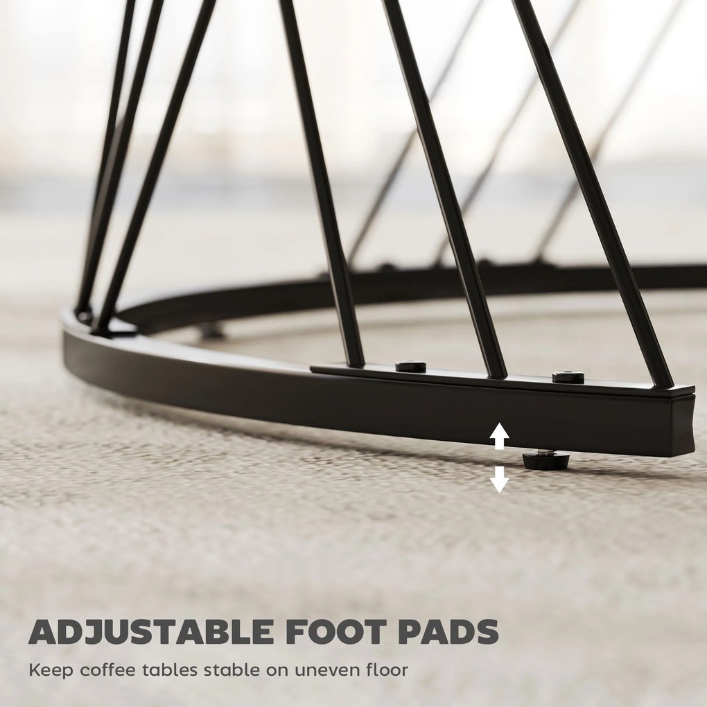 HOMCOM Okrągłe stoły kawowe w zestawie 2 szt., marmurowa powierzchnia, płyta wiórowa, metal, łatwość w przechowywaniu, Biały