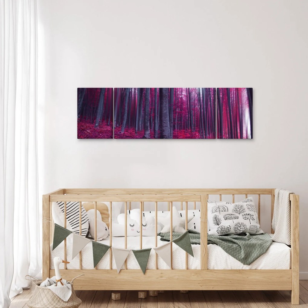 Obraz różowego lasu (170x50 cm)