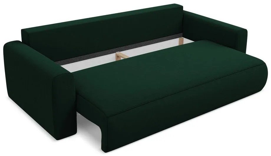 Zielona aksamitna rozkładana/ze schowkiem sofa 238 cm Kapua – Makamii