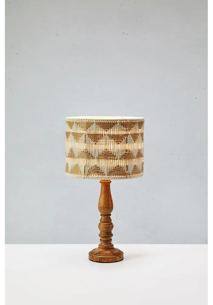 Brązowa lampa stojąca z jutowo-tekstylnym kloszem (wysokość 45 cm) Ano – Markslöjd