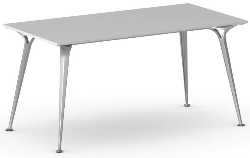 Stół konferencyjny do biura PRIMO ALFA, 160x80 cm, szaro-srebrna podstawa, szary