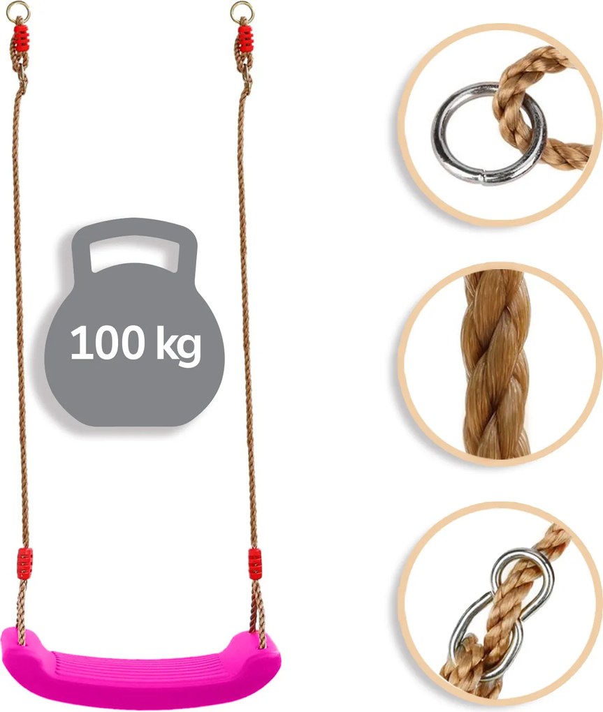 Huśtawka ogrodowa dla dzieci plastikowa ZOYA różowa