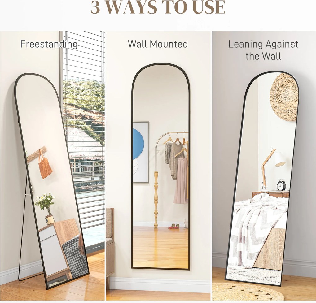 HOMCOM Lustro stojące, lustro w pełnej długości, nowoczesny design, 50 cm x 1,5 cm x 161,5 cm, czarne