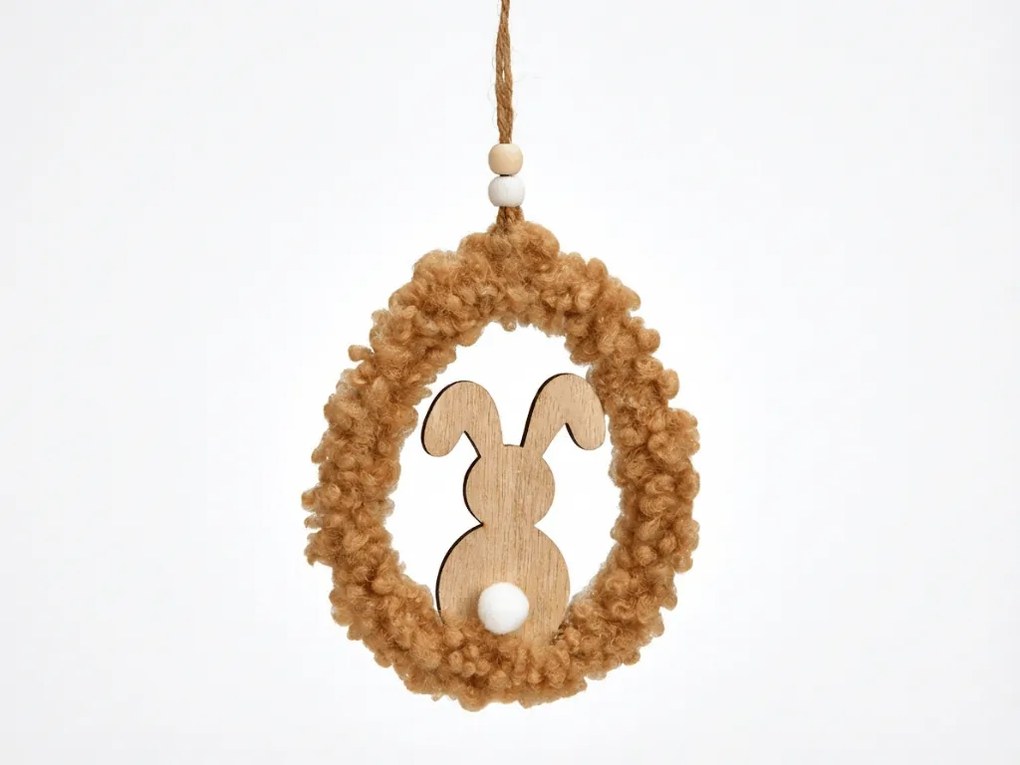 Wiszące drewniane jajko BUNNYA - różne kolory Kolor: Brązowy