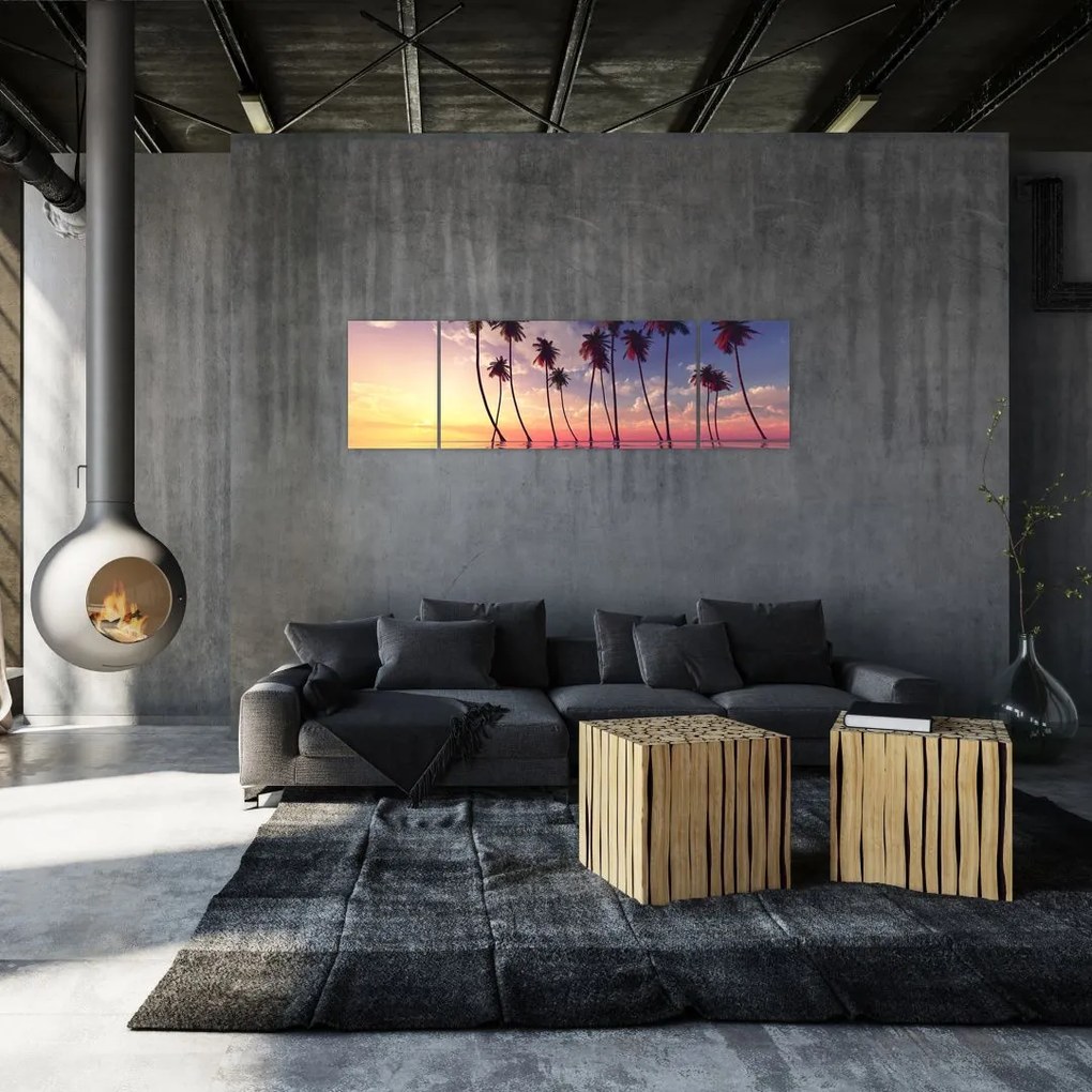 Obraz palm wznoszących się nad powierzchnią (170x50 cm)