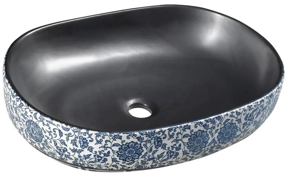 Czarno-niebieska ceramiczna umywalka 60x40 cm Priori – Sapho