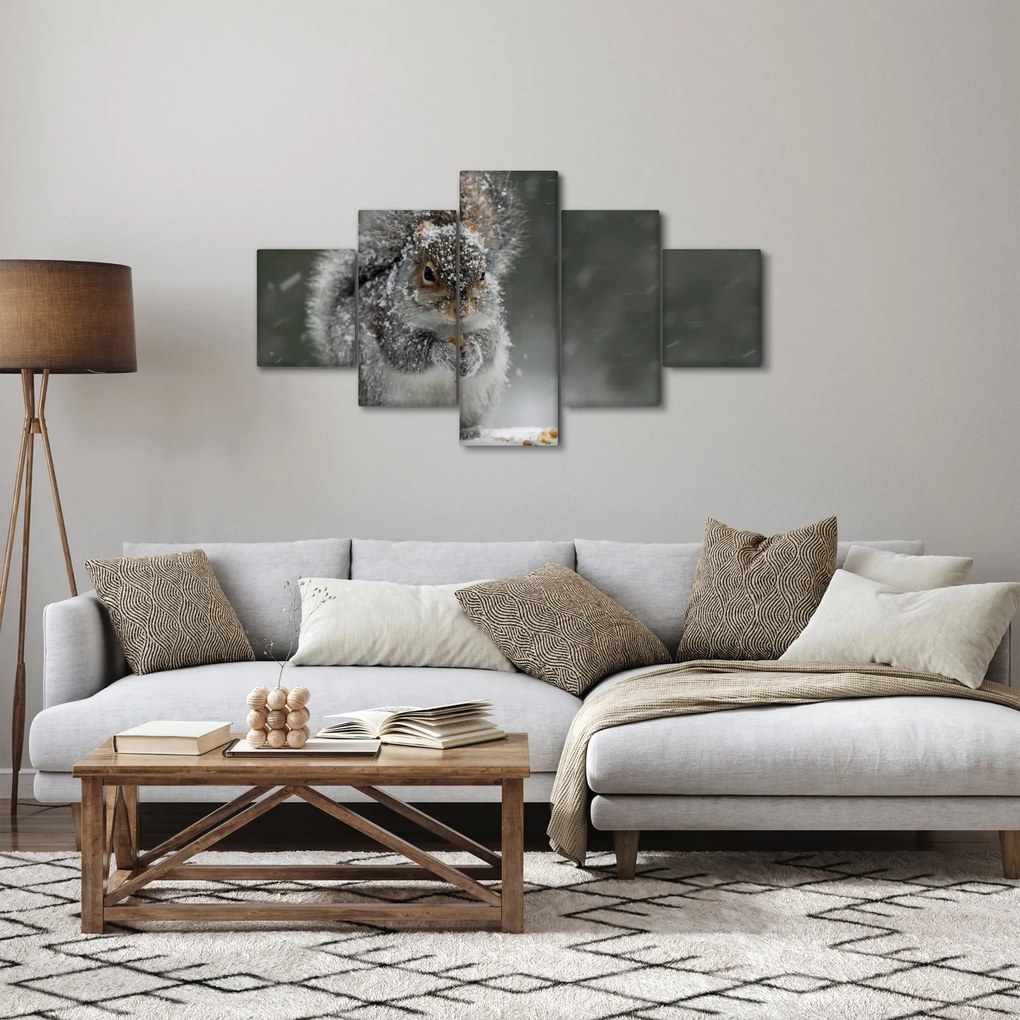 Obraz - Wiewiórka zimą (125x70 cm)