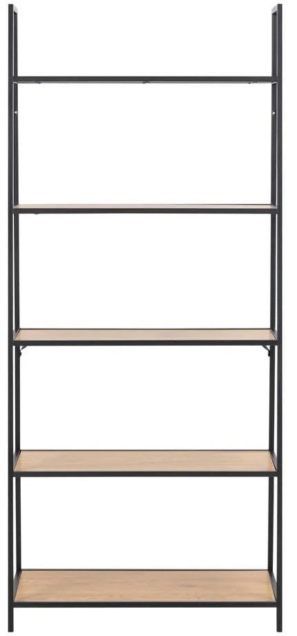Czarno-naturalny regał w dekorze dębu 77x175 cm Seaford – Actona