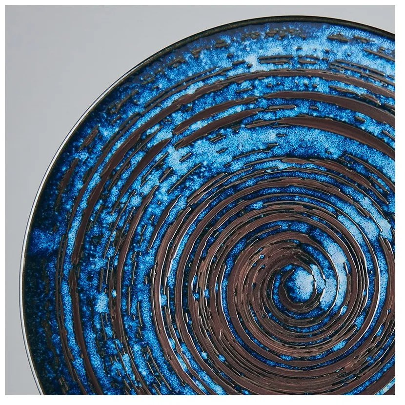 Niebieski talerz ceramiczny MIJ Copper Swirl, ø 29 cm