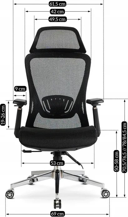Fotel Biurowy Ergonomiczny Obrotowy LITOS Czarny Nowoczesny