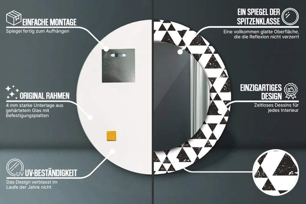 Trójkąty geometria Lustro dekoracyjne okrągłe