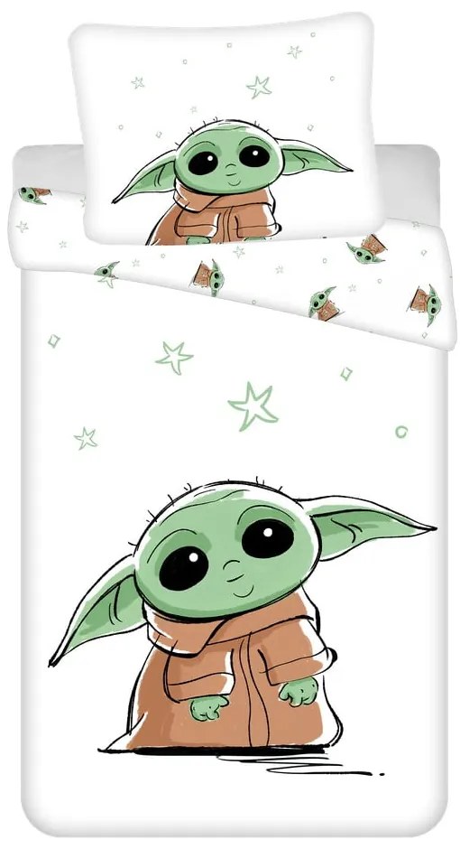 Bawełniana dziecięca pościel jednoosobowa 140x200 cm Star Wars Baby Yoda – Jerry Fabrics