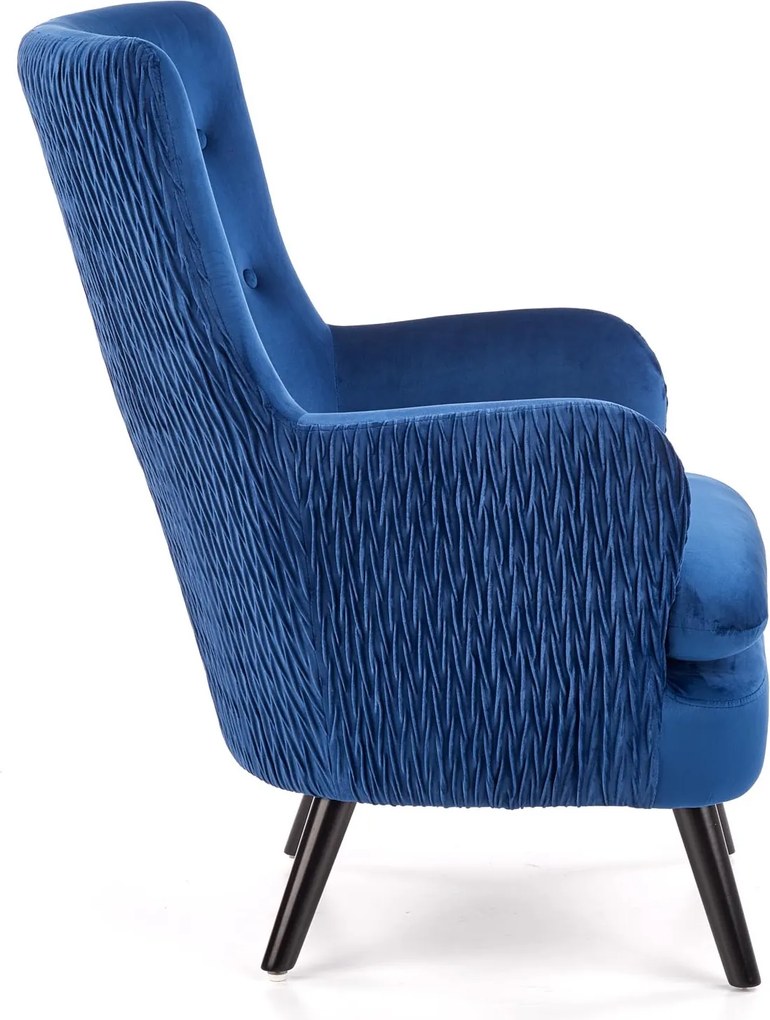 Wypoczynkowy fotel tapicerowany w stylu glamour Ravel Halmar