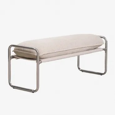 Ławka Tapicerowana Matilda 110 Cm Bouclé Kolory Naturalne - Sklum