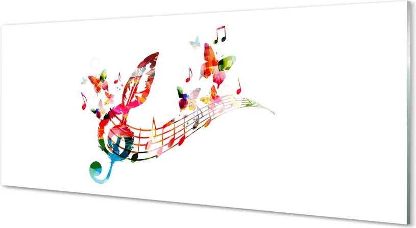 Szklany Panel Kolorowe Nuty i Motyle