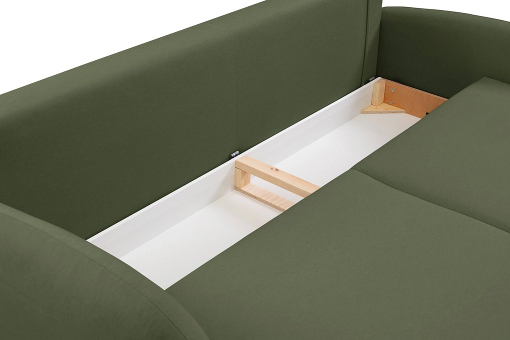 Masseno Sofa AGIO z funkcją spania i pojemnikiem na pościel, Rozkładana sofa - Zielony, CASTEL 39