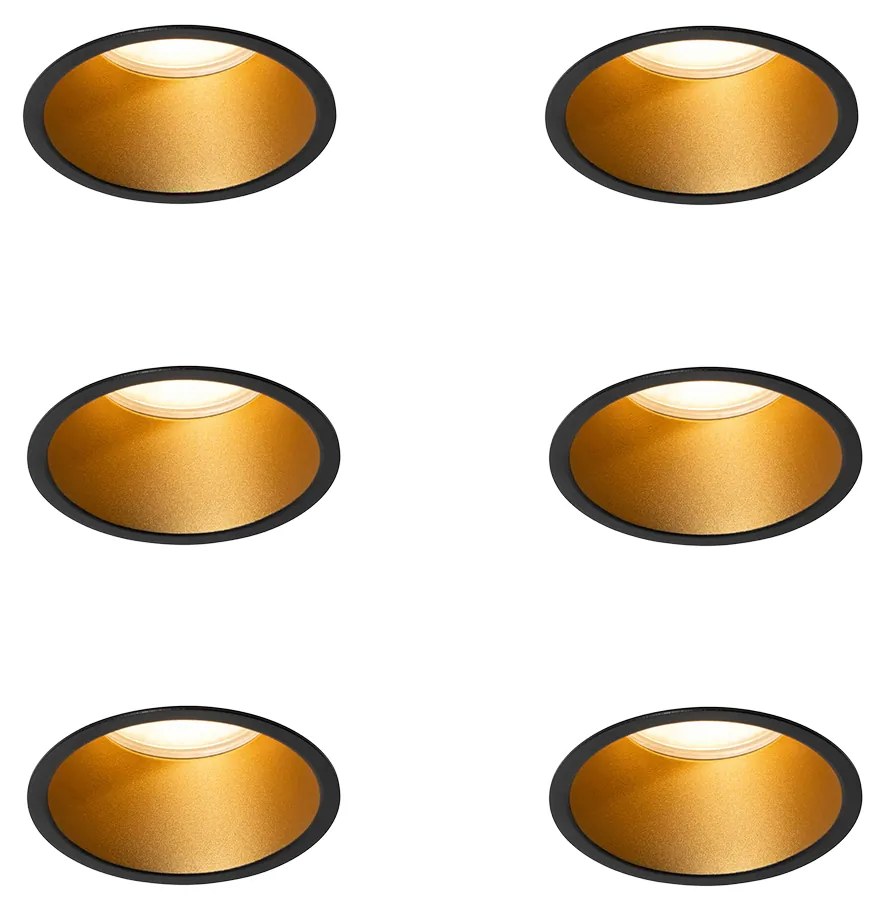 Zewnetrzna Set van 6 moderne inbouwspots zwart met goud GU10 70mm IP44 - Dept Nowoczesny Oswietlenie zewnetrzne