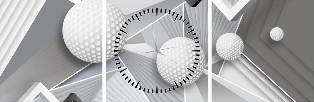 Geometryczny abstrakcyjny obraz (z zegarem) (90x30 cm)