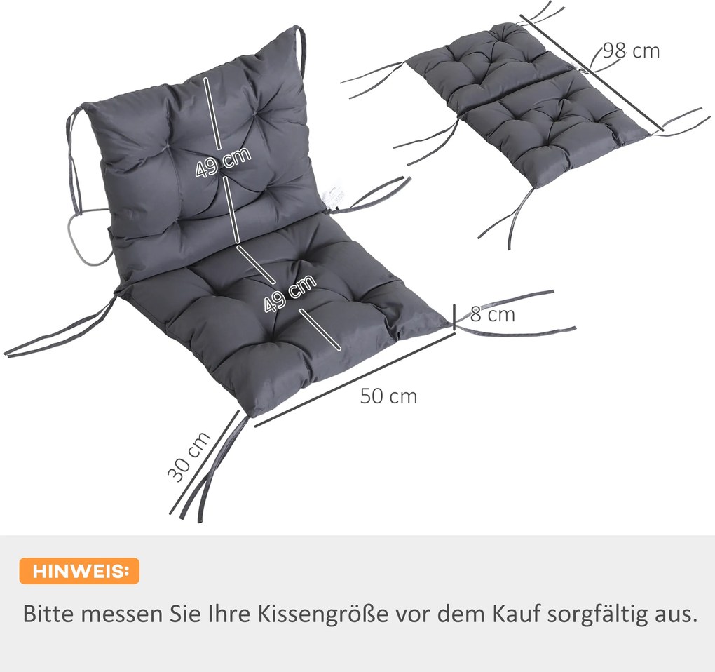 Outsunny Komplet 2 Poduszek na Krzesła Ogrodowe Niskie Oparcie Wygodne Siedziska Szare | Aosom PL