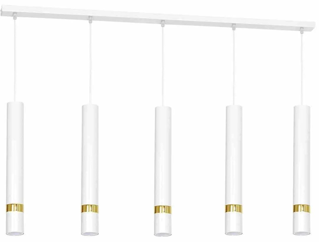 Lampa wisząca, 5 kloszy, biała/złota JOKER WHITE/GOLD 5xGU10