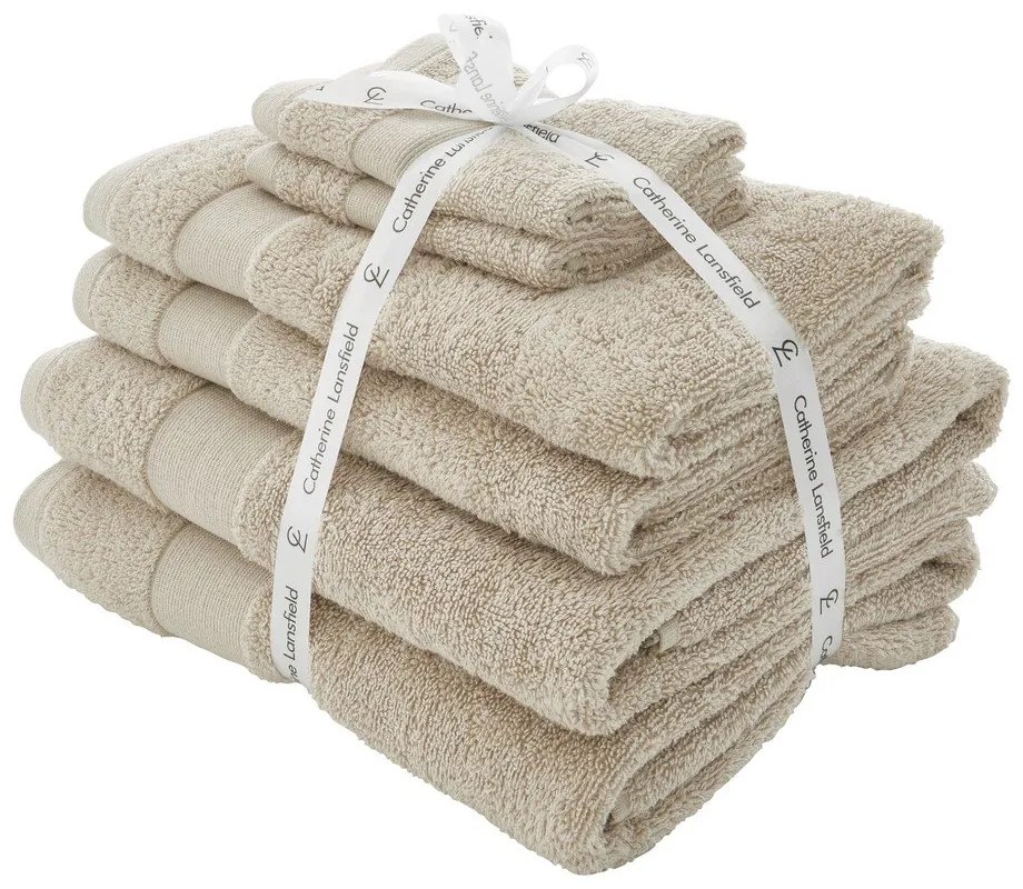 Beżowe bawełniane ręczniki zestaw frotte 6 szt. Anti-Bacterial – Catherine Lansfield