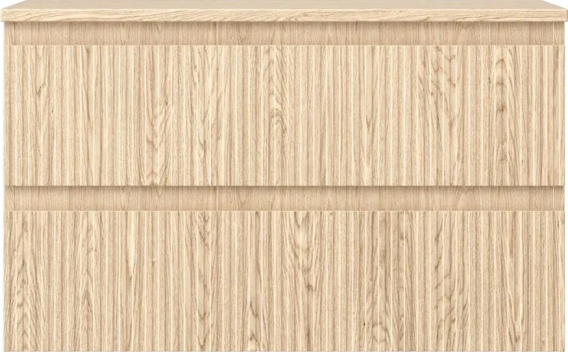 Mexen Rivel szafka łazienkowa podumywalkowa 80 cm z blatem, 2 szuflady, ryflowana , dąb - 91A20-08047-2-BFFC81