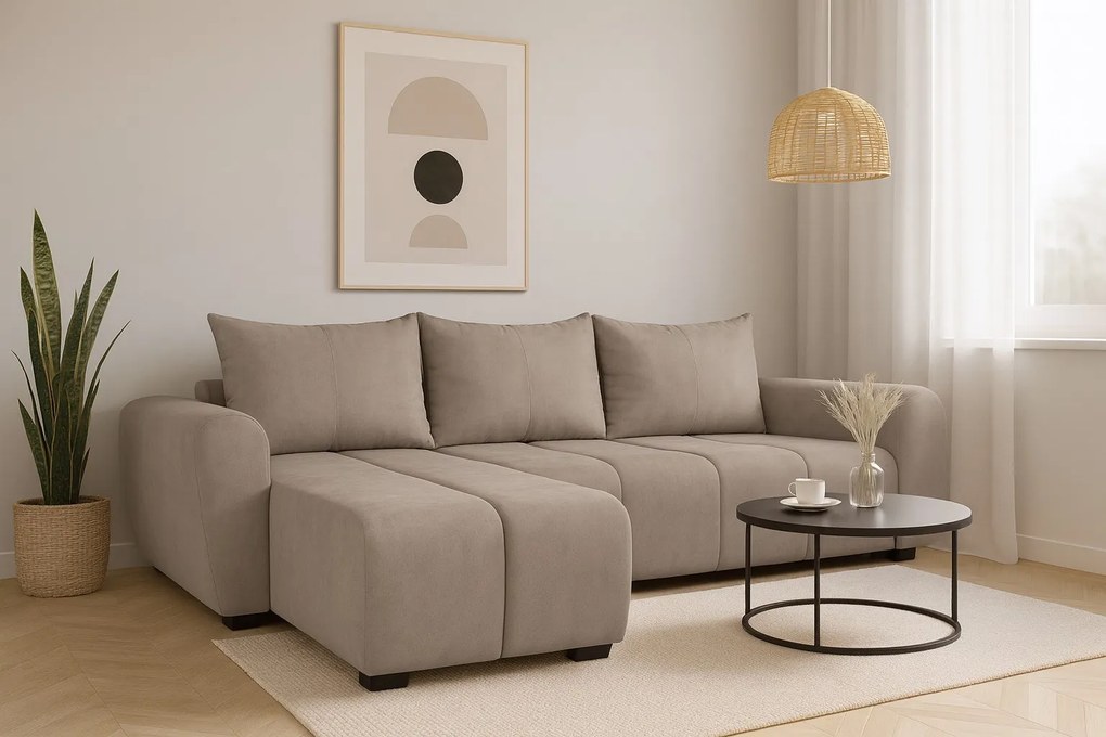 Kompaktowy, rozkładany narożnik Bueno, ciemny beż - Soro 23