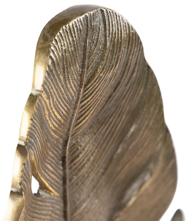Lampa stołowa art deco brązowa z marmurową podstawą - Leaf ArtDeco Oswietlenie wewnetrzne