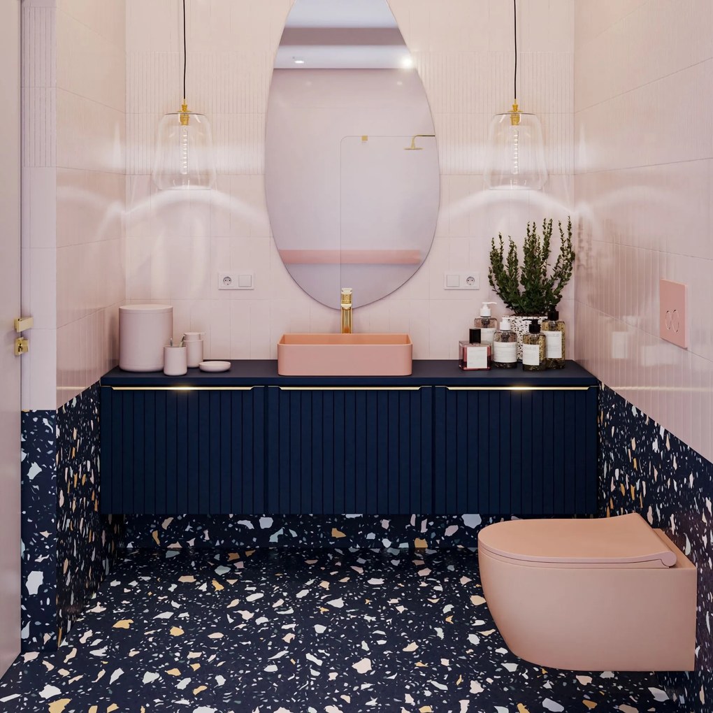 Zestaw LERA stelaż podtynkowy WC z miską wiszącą LERA i przyciskiem w kolorze Pink