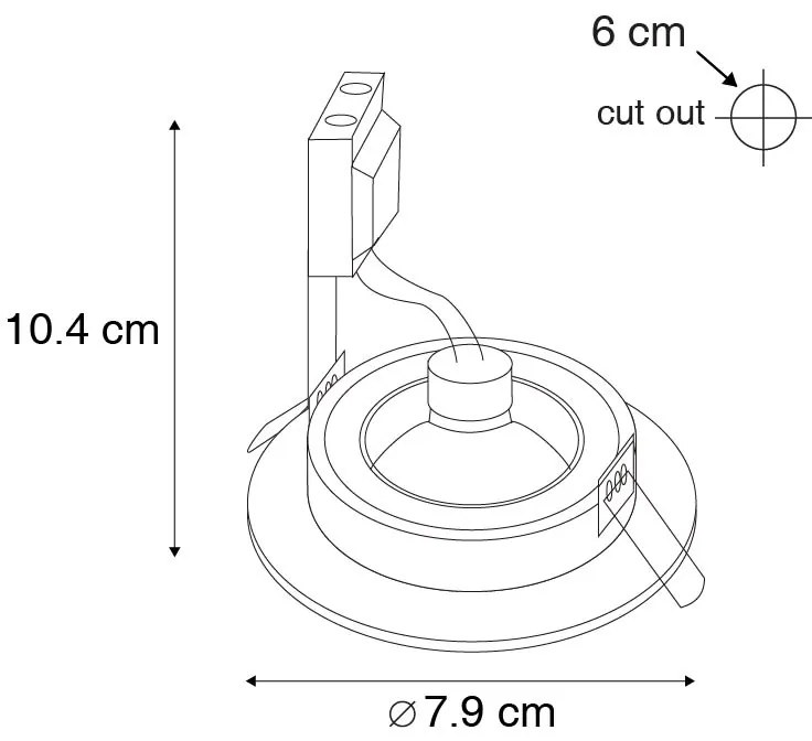 Zestaw 6 nowoczesnych reflektorów wpuszczanych okrągłych, kolor złoty IP44 - Xena
