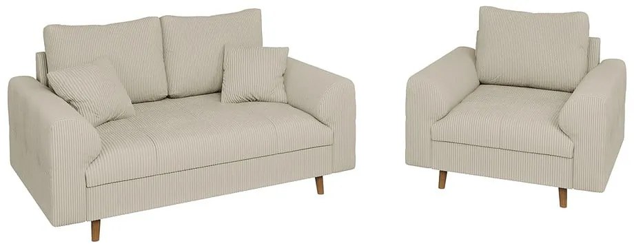Beżowa sztruksowa sofa 150 cm Ariella – Ropez