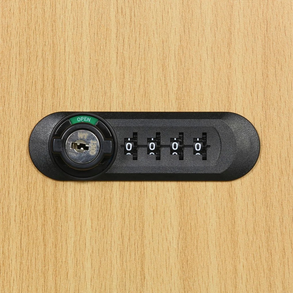 Szafka skrytkowa S1, 2 schowki, 1850 x 300 x 500 mm, zamek mechaniczny z kodem, drzwi laminowane, brzoza