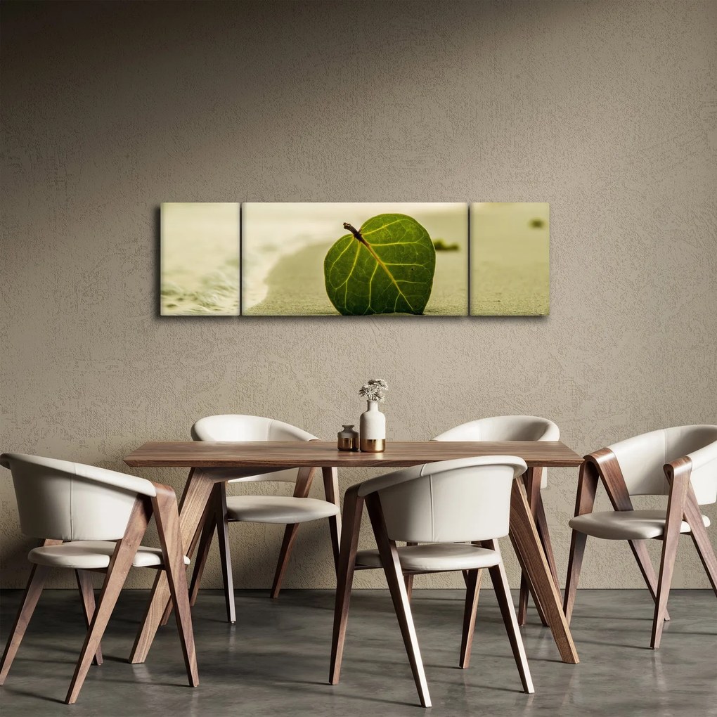 Obraz liścia w piasku (170x50 cm)