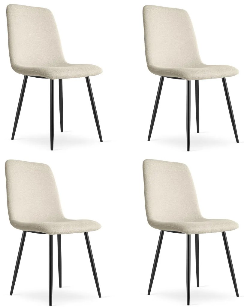 Zestaw jadalniany 1 + 4, stół CITY 110x75 cm dąb artisan + kremowe krzesło jadalniane RIFT z czarnymi nogami