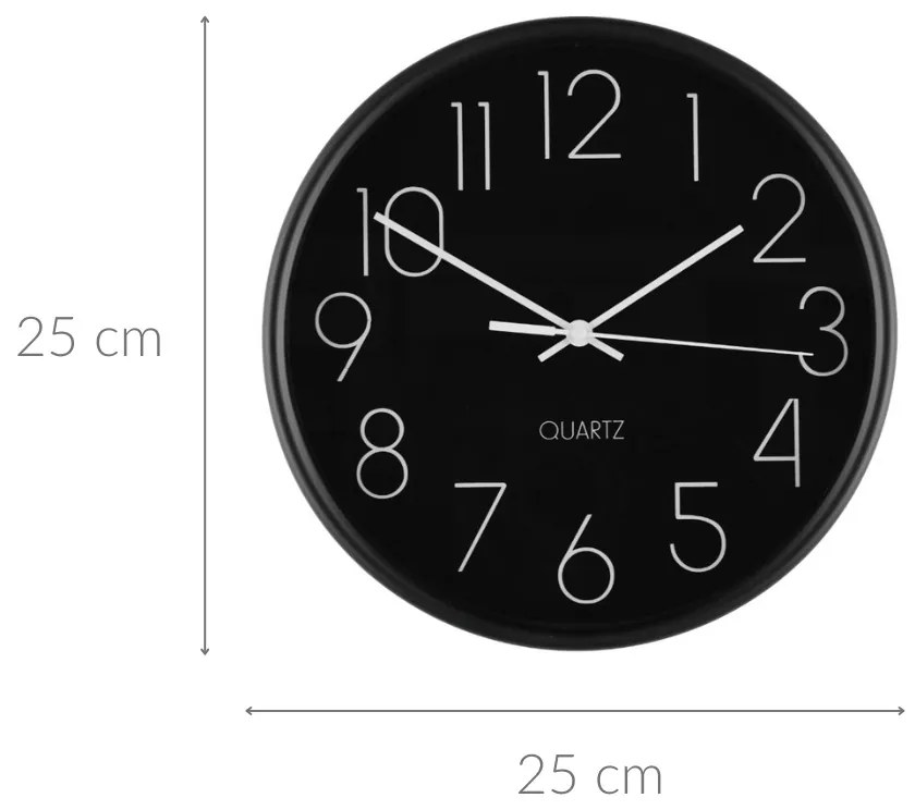 Prosty zegar ścienny, Ø 25 cm