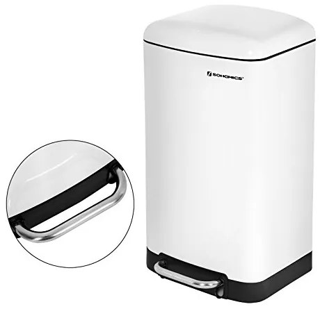 SongmicsHome Kosz na śmieci z wolnym zamykaniem SLOW, 30l, biała