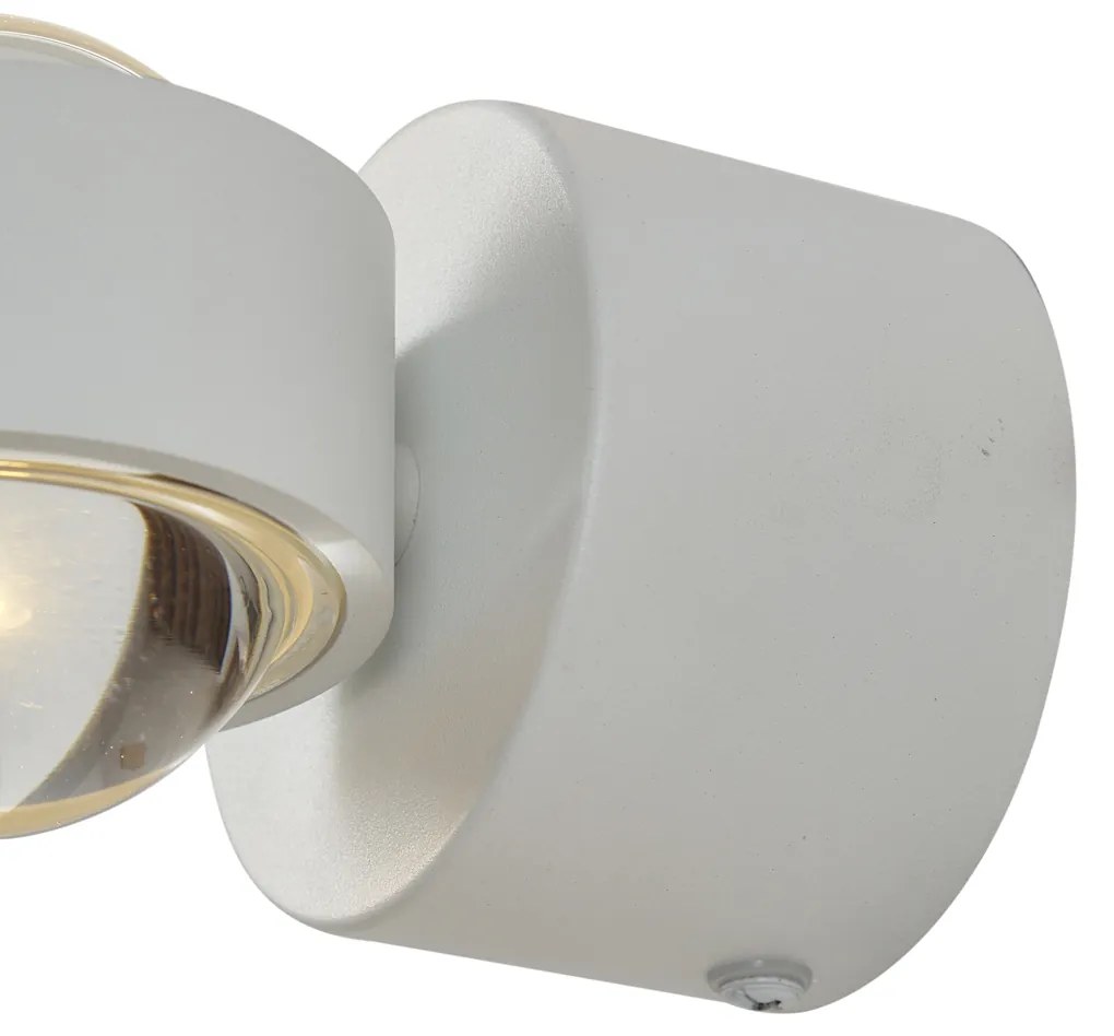 Designerski Kinkiet / Lampa scienna biały z LED IP44 - LensDesignerski Oswietlenie wewnetrzne