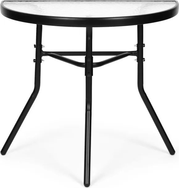 Szklany stolik ogrodowy półokrągły Tulum 090 - na balkon, taras, patio